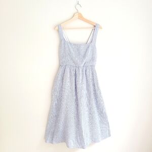 Quince Blue and White Striped Midi Dress